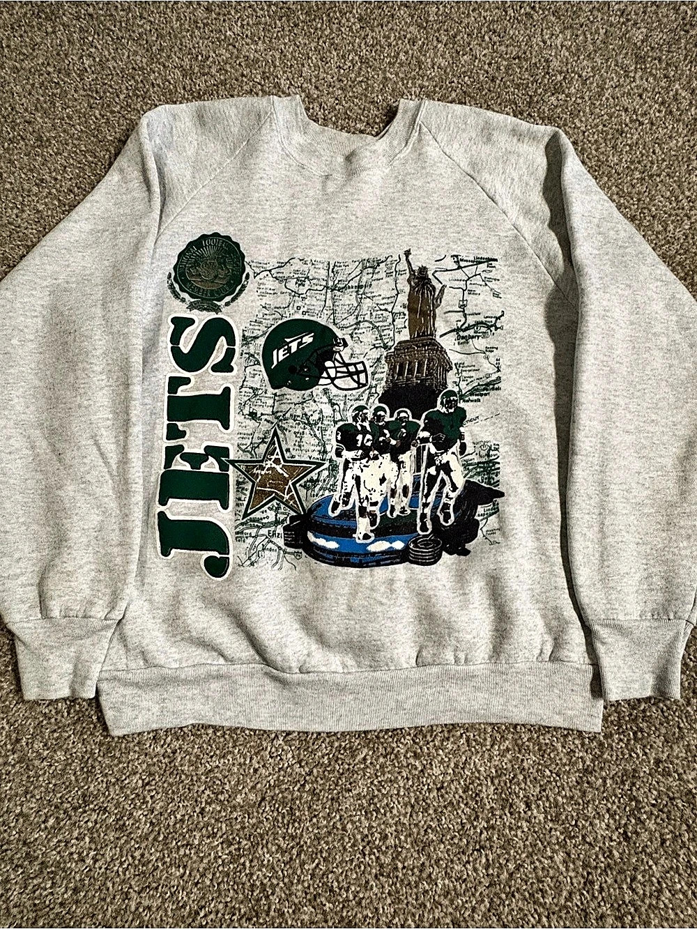Vintage 90s New York Jets NFL Graphic Crewneck Large